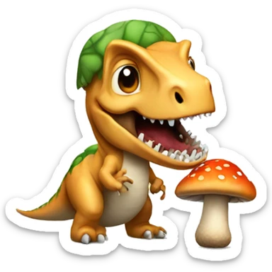Dinosaur eating a mushroom  sticker
