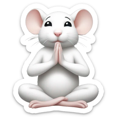 Cute little white mouse meditating sticker
