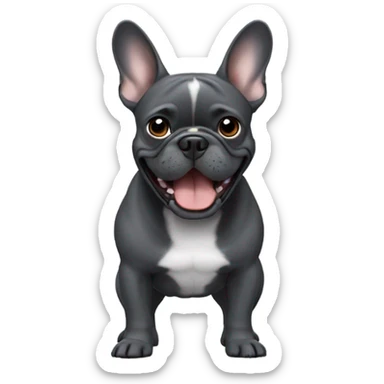 dark-grey-french-bulldog happy with one ear down sticker