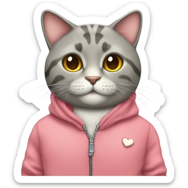 Cat wearing clothes with a heart  sticker