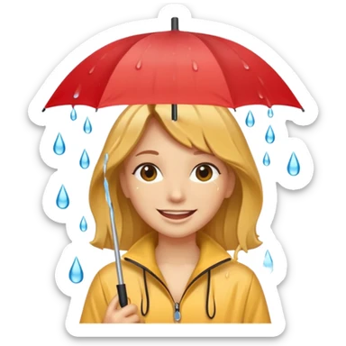 People getting wet (umbrella, dripping hair) sticker