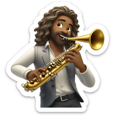 Beautiful man with luscious hair playing the clarinet with sparkles  sticker