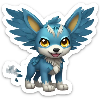 Kawaii Cute Winged Tribal Wolf-Pokémon full body sticker
