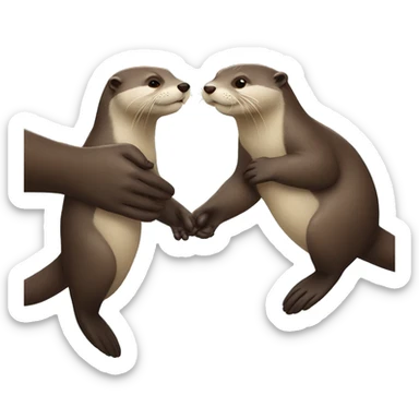 otter holding another otter's hand sticker