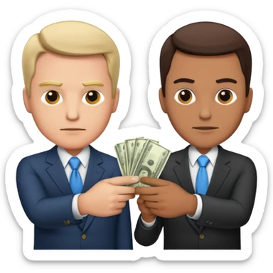 money exchanging between two men (one is a business man and one is a politician) sticker