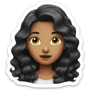 A girl tanned skin with wavy black hair sticker