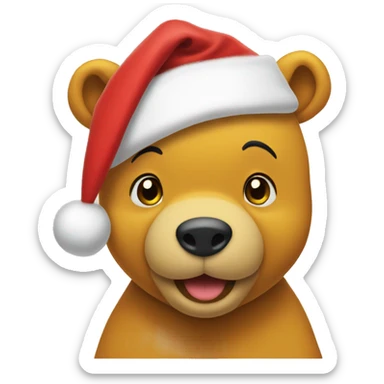 pooh bear in a santa hat sticker