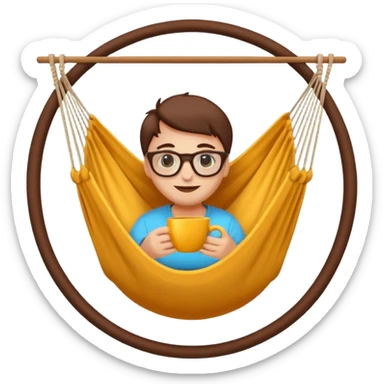 Créer un emoji stylisé et coloré représentant le week-end, joyeux et relaxant. L’emoji doit être rond, lumineux, avec un visage souriant ou des lunettes de soleil. Ajouter des éléments évoquant le repos ou le plaisir : café, hamac, soleil, musique, détente.  sticker