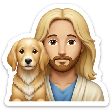  Jesus with only 2 golden retrievers. One a brown and the other an all white golden retriever? sticker
