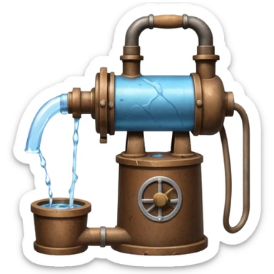 Ghibli style water pump with water pouring out of it sticker