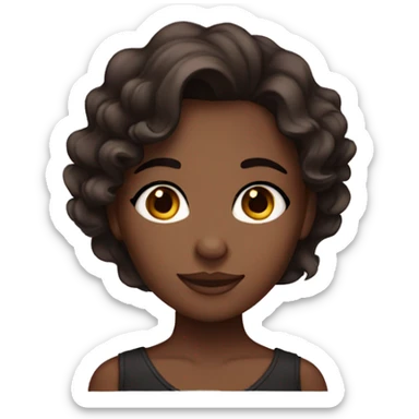 A girl with brown skin and wavy dark brown hair and black eyes sticker