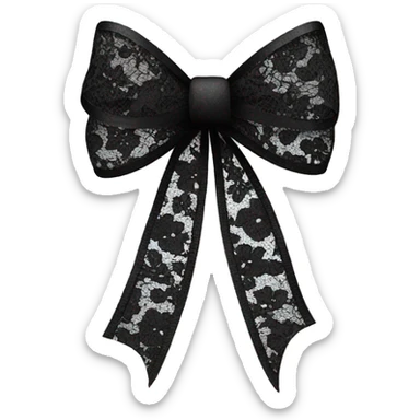 Black lace bow with ribbon sticker