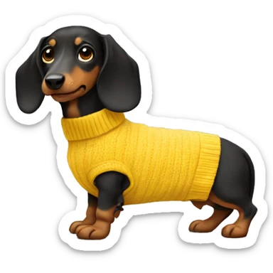 daschaund wearing yellow jumper sticker
