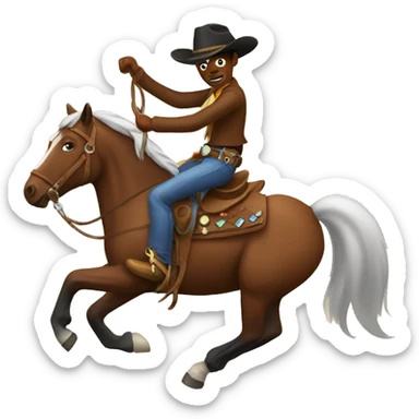Cowboy riding horse sticker