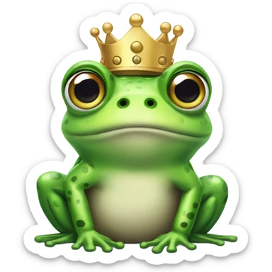 Frog with big eyes and a cute face and crown  sticker