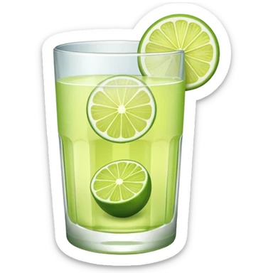 a glass of lime juice with a lime slice, simple, clear sticker