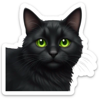 Fluffy black cat sticker