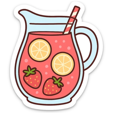 flat toon strawberry lemonade sticker