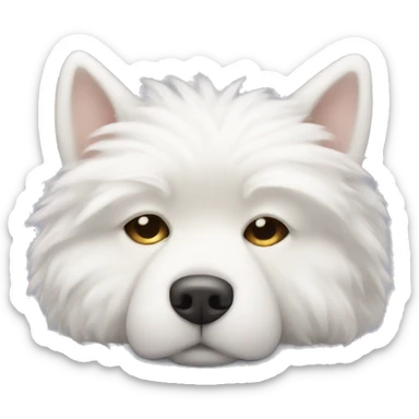 Fluffy white dog sleeping face sticker