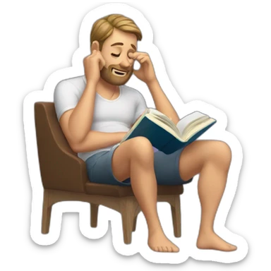 man scratching his head while reading a book sticker