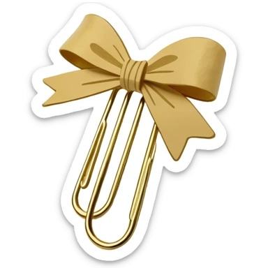 one gold paper clip with a beige bow in the middle sticker