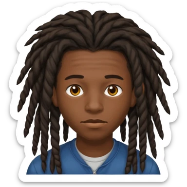 Une homme de 17 ans il a la peau noir foncé , des lèvres pulpeuses et un regard nonchalant. Il a un des locks sticker