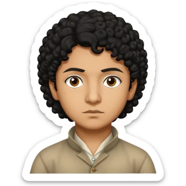 Black curly hair Indian revolutionary teenager as Khudiram Bose sticker
