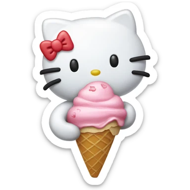 hello kitty holding ice cream sticker