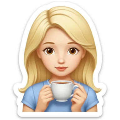 Blonde haired girl sipping tea  sticker