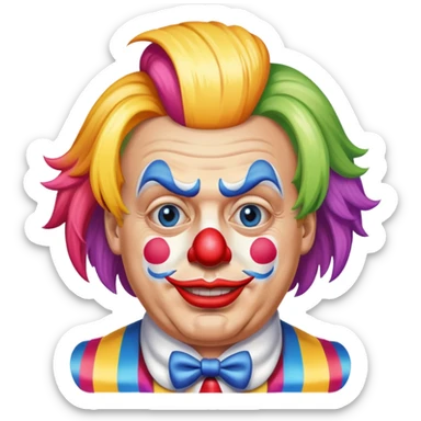 trump as a clown with colorful wig sticker