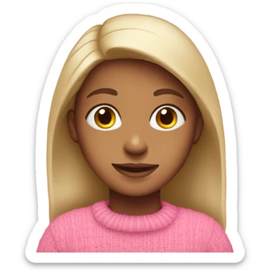 Girl wearing pink sweater  sticker