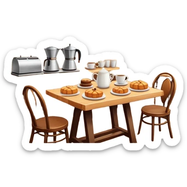 cozy cafe interior with coffee cups and pastries sticker