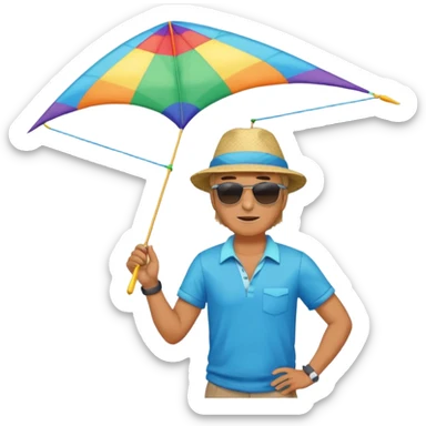 Man with kite,Kite Flyers, big kite sticker