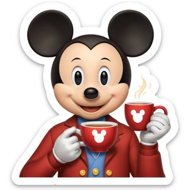 Disney Mickey with a cup of tea sticker
