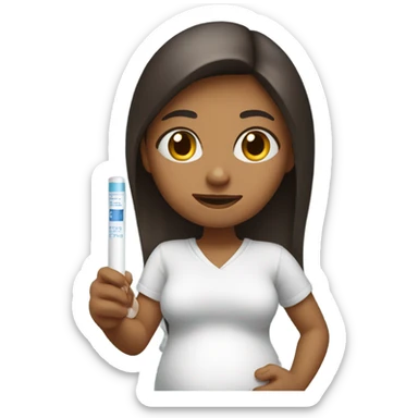 girl with a pregnancy test  sticker