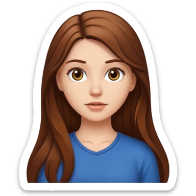 White girl with long brown hair sticker