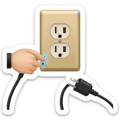plugging a plug to an outlet sticker