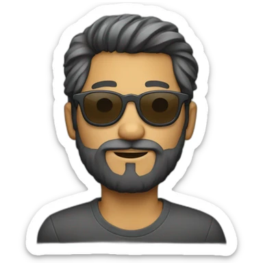 Chico con gafas, pelo y barba gris oscuro  sticker