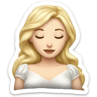 sleeping beauty blonde white girl with a silk pillow sticker