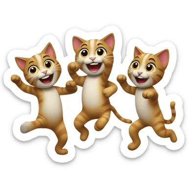 6 happy cats dancing the conga sticker