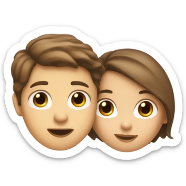 Brown haired white boy and brown haired white girl kiss sticker