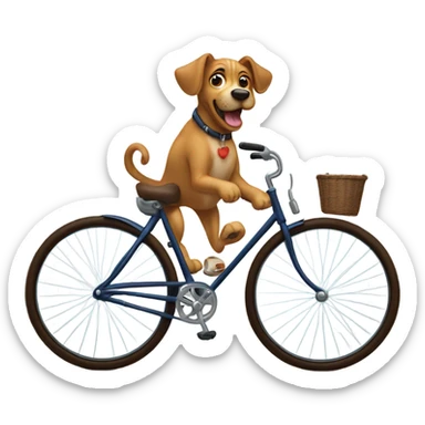 Dog riding a bike sticker