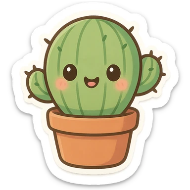 cactus, chibi stickers style sticker