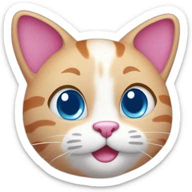 Pink cat with blue eyes and smile sticker