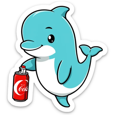 dolphin holding a Diet Coke can sticker