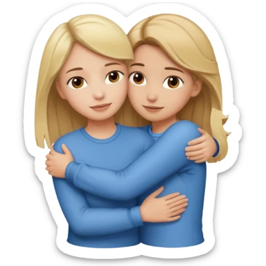 Hug blond girl brown-hair girl sticker