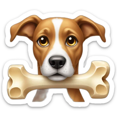dog with a bone in its thinking sticker