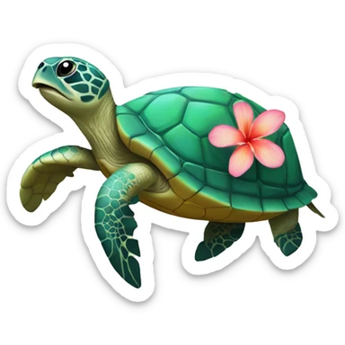 Sea turtle with Hawaiian flower sticker
