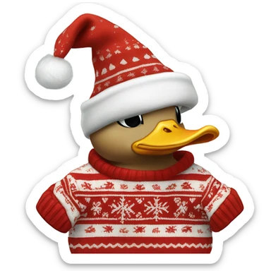 Duckling with Christmas sweater ￼￼ sticker