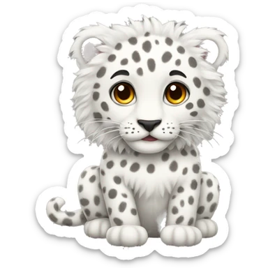 white fluffy leopard sticker